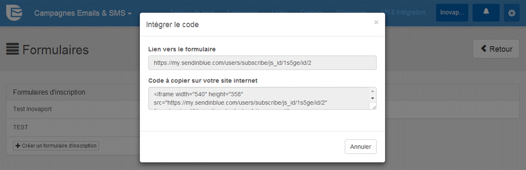 Insérez facilement vos formulaires newsletters à votre site web avec SendinBlue 