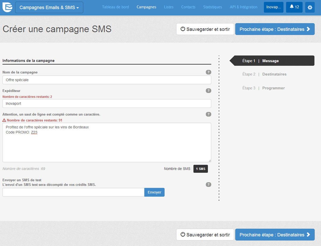 Campagnes SMS avec SendinBlue