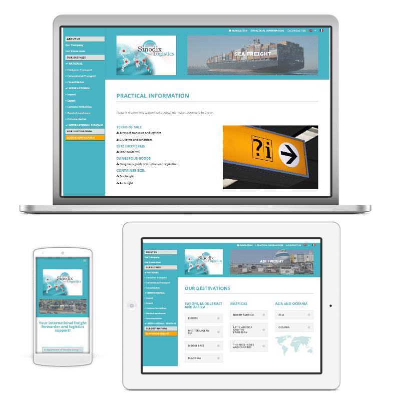 Sinodix Logistics site web vitrine quadrilingue